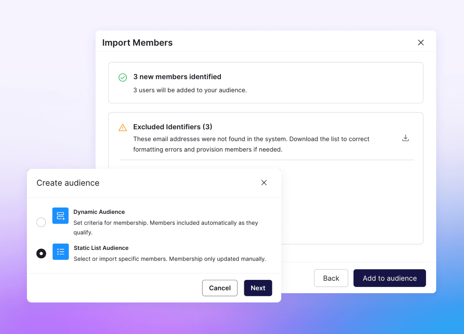 Static List Audiences
