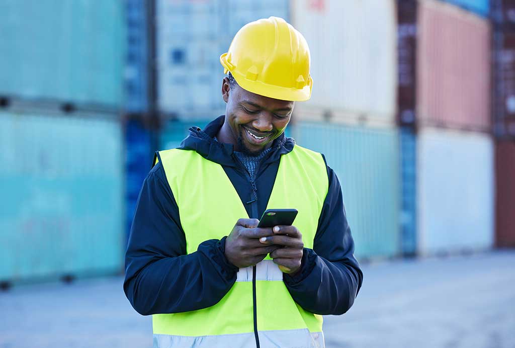 manufacturing employee reading message